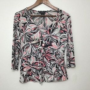GEORGE 3/4 sleeve v-neck floral shirt size Large 12/14